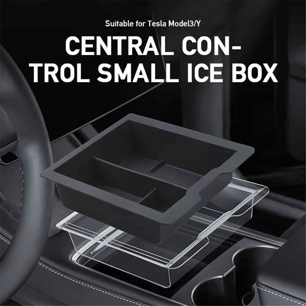 ALZH005 2Pcs / Set For Model Y / 3 Car Center Console Storage Box - Pink / Front / with Baffle
