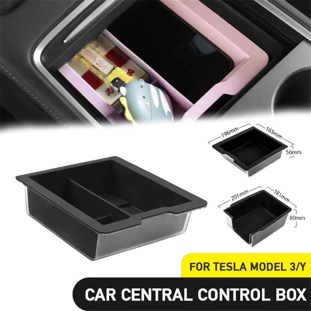 ALZH005 2Pcs / Set For Model Y / 3 Car Center Console Storage Box - Black / Back / No Baffle