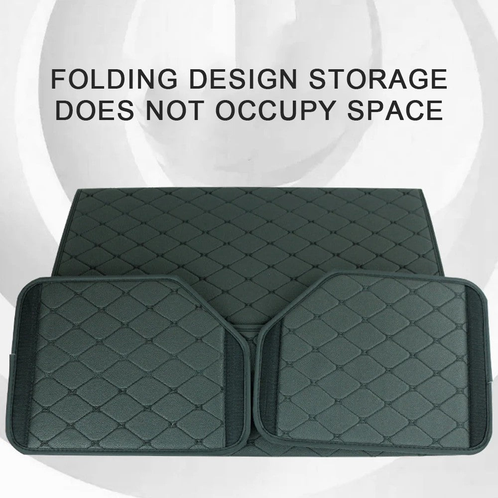 10006 Foldable Car Trunk Organizer Container Leather Storage Box, Small Size - Grid / Black+Red Line