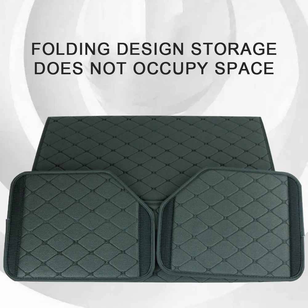 10006 Car Trunk Stuff Organizing Container Foldable Leather Storage Box, Medium Size - Black+Blue Line