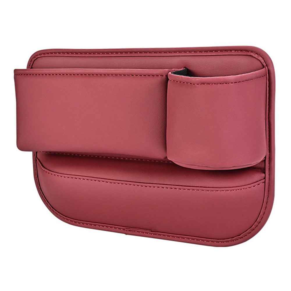Universal Car Seat Gap Filler Organizer PU Car Seat Gap Filler Storage Box with Cup Holder - Red / Copilot
