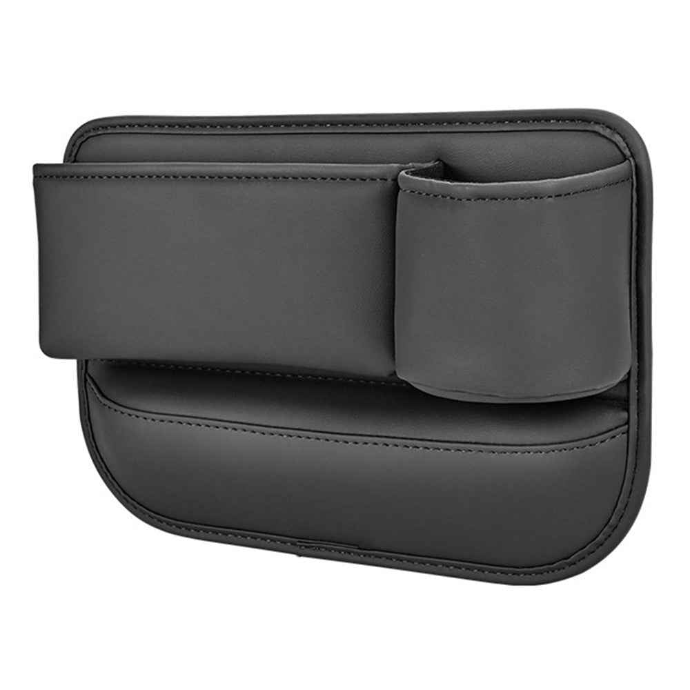 Universal Car Seat Gap Filler Organizer PU Car Seat Gap Filler Storage Box with Cup Holder - Black / Copilot