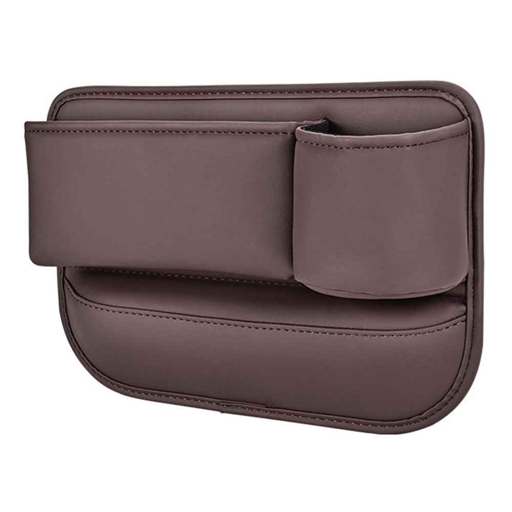 Universal Car Seat Gap Filler Organizer PU Car Seat Gap Filler Storage Box with Cup Holder - Brown / Copilot
