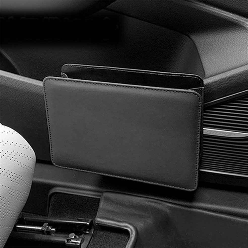 Car Seat Gap Organizer Leather Storage Box Seat Back Side Organizer for Phones Keys - Black