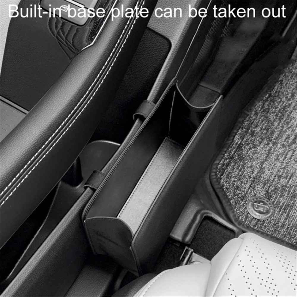 Car Seat Gap Organizer Leather Storage Box Seat Back Side Organizer for Phones Keys - Black