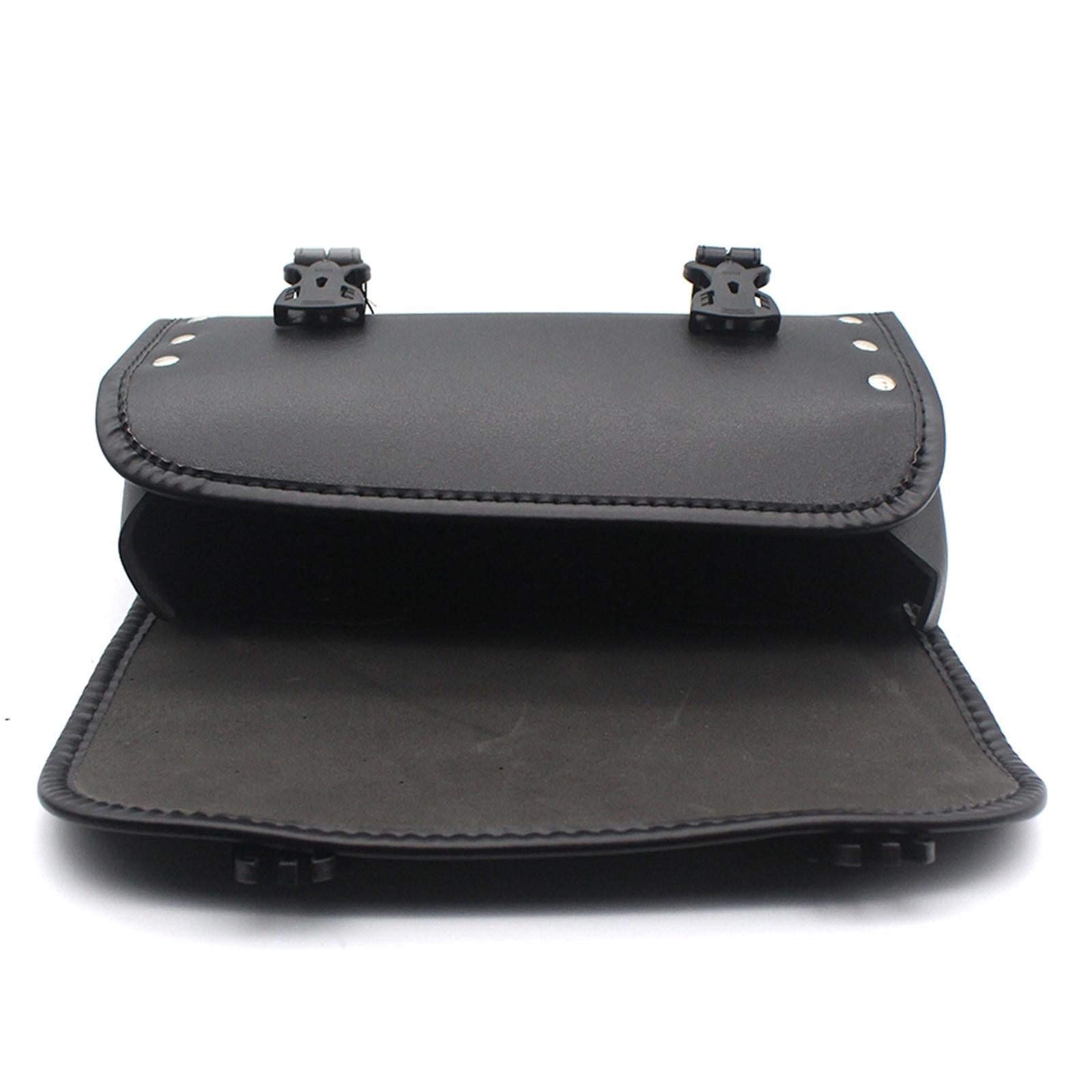 PU Leather Motorcycle/Motorbike Saddle Bag Tool Roll Storage Pouch Black