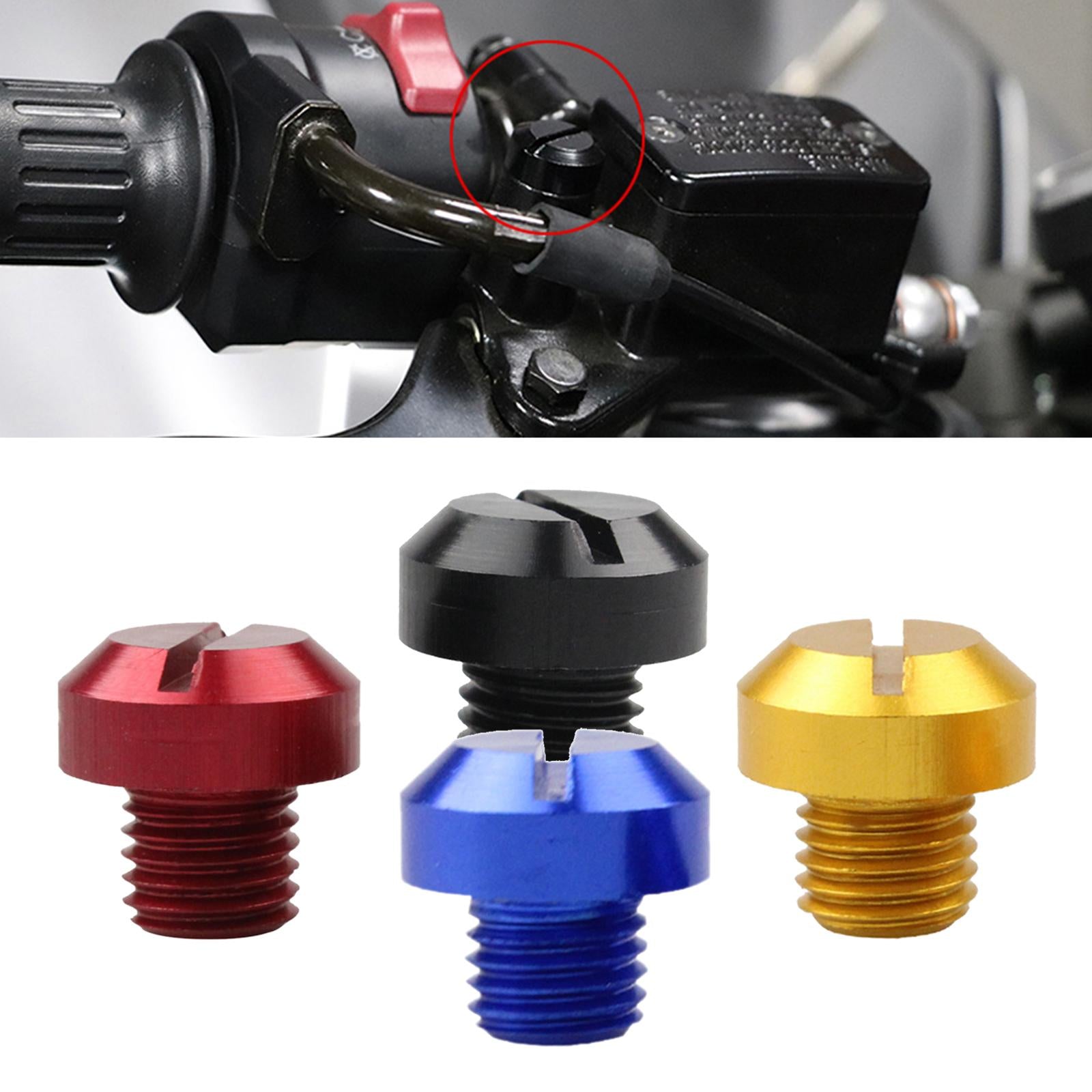 2x2 Pcs M10x1.25 Rearview Mirrors Thread Hole Plug Screw Bolts Red Positive