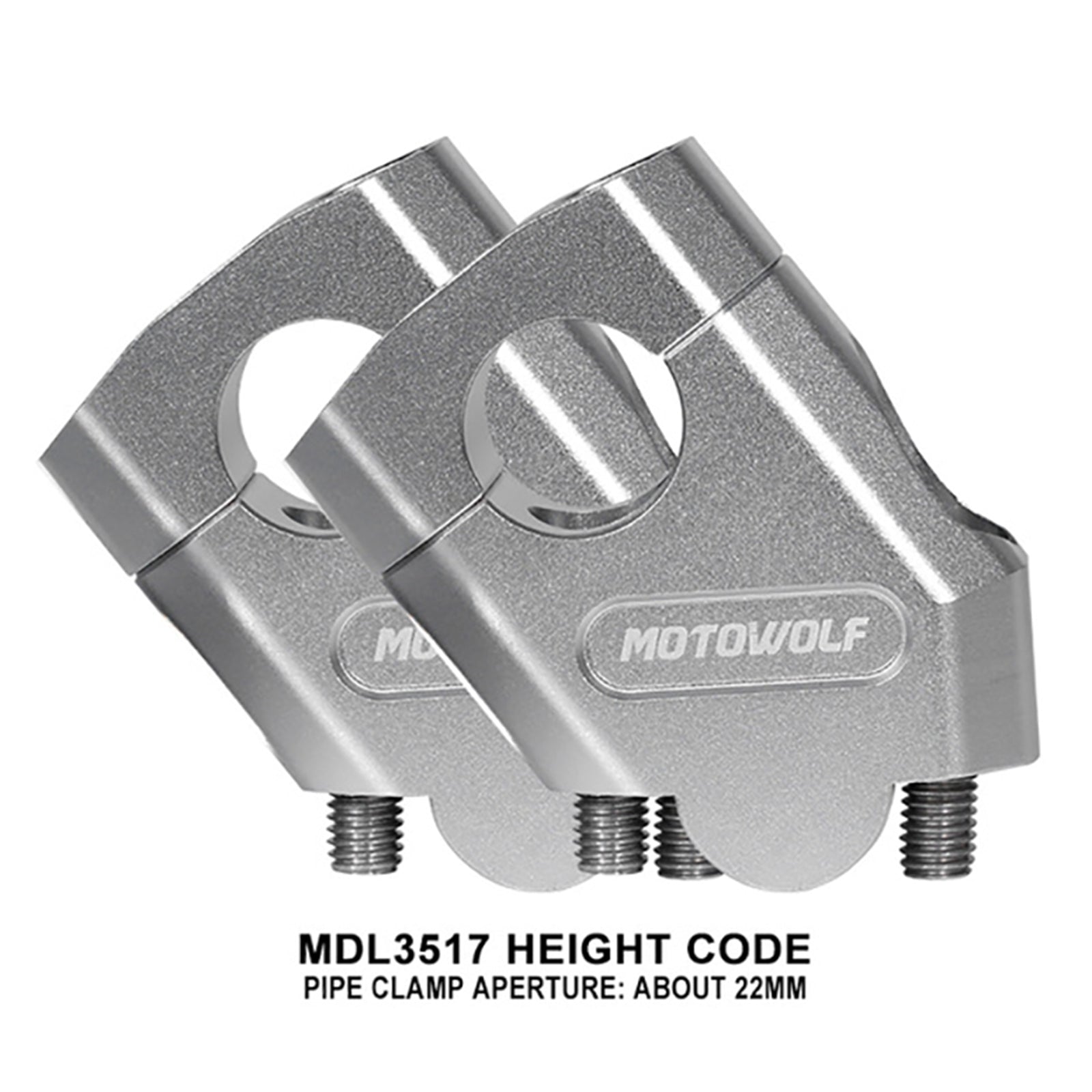 Universal Motorcycle Aluminum Handle Bar Riser Bar Mount Bracket Silver 22mm