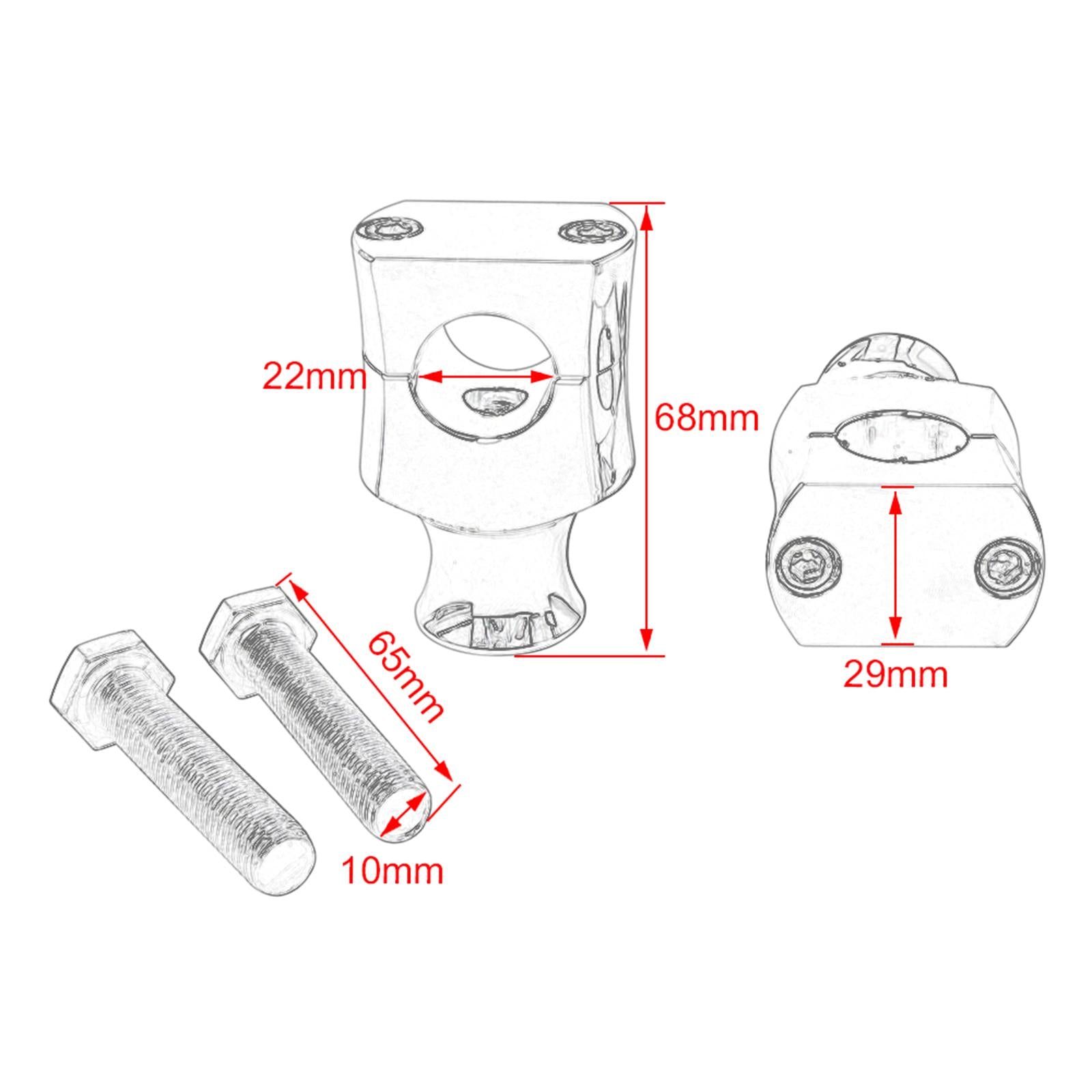 Universal Motorcycle 7/8'' / 1'' Handlebar Riser Clamp  22mm Black 