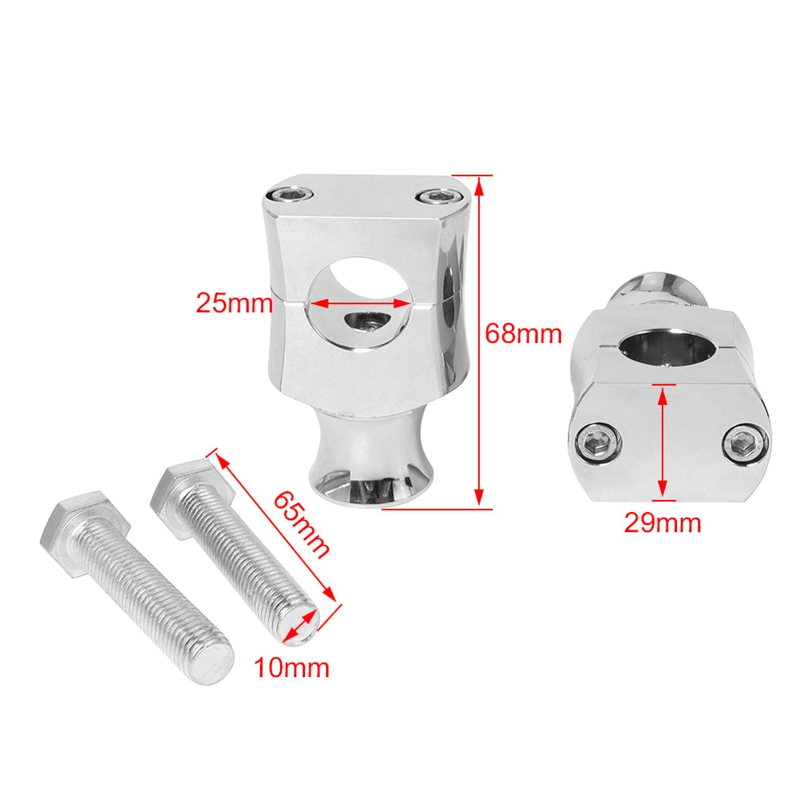 Universal Motorcycle 7/8'' / 1'' Handlebar Riser Clamp  25mm Silver 