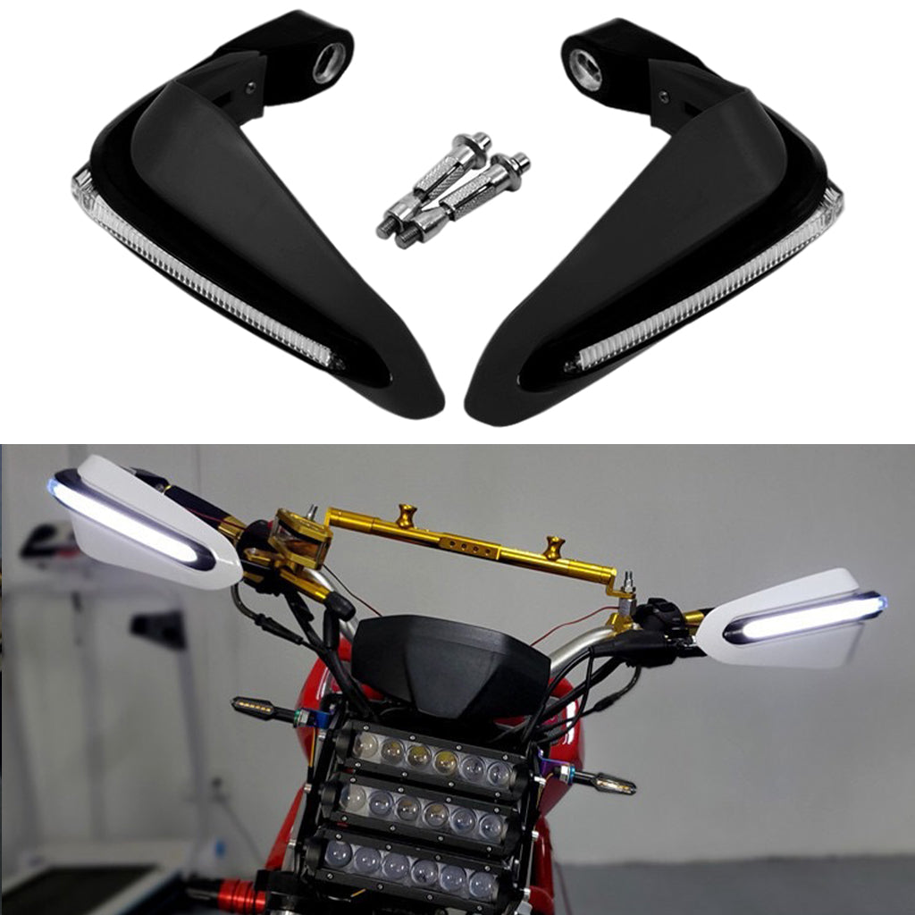 1 Pair Motorcycles Handguards LED Hand Guards Windproof Impact Absorption Black