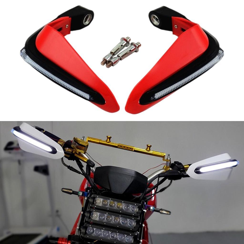 1 Pair Motorcycles Handguards LED Hand Guards Windproof Impact Absorption Red