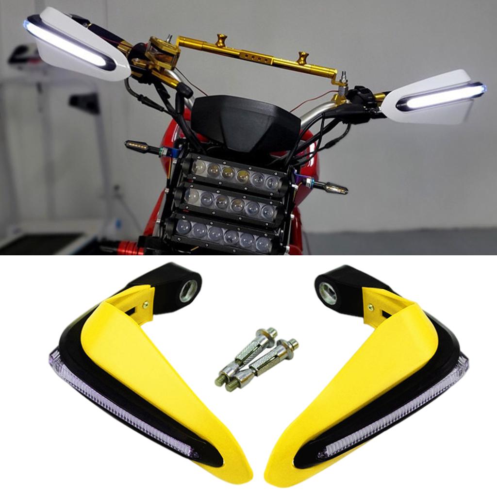 1 Pair Motorcycles Handguards LED Hand Guards Windproof Impact Absorption Yellow