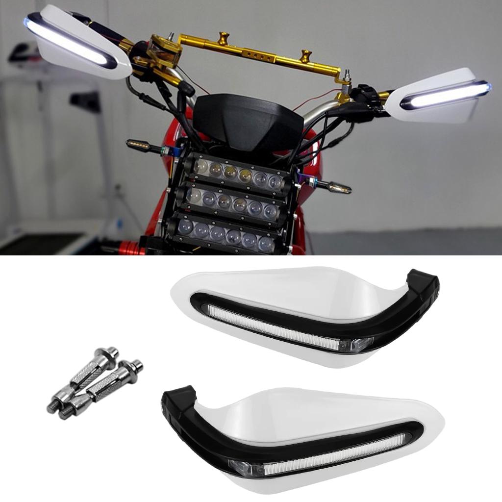 1 Pair Motorcycles Handguards LED Hand Guards Windproof Impact Absorption White