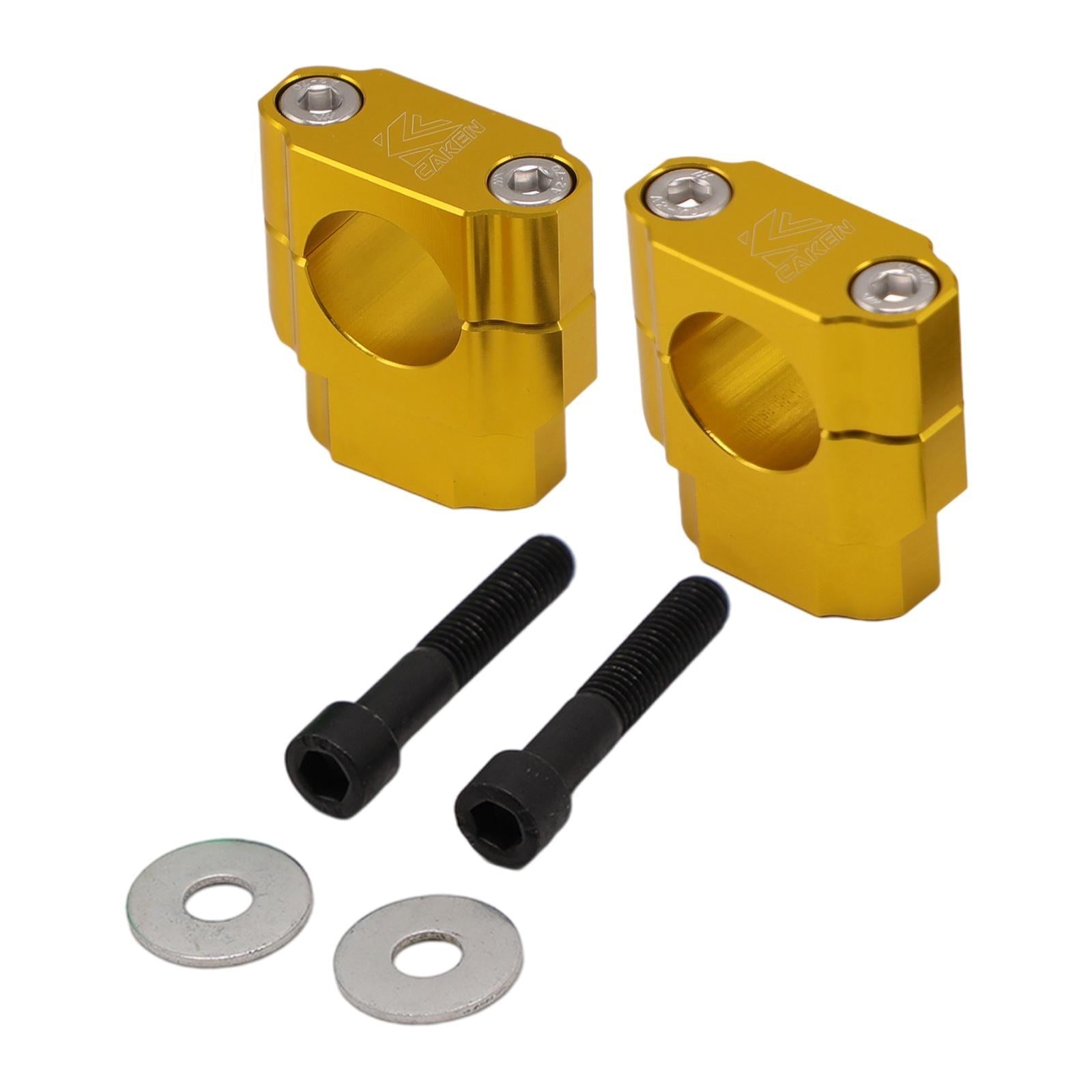 2x Aluminum Universal Motorcycle Handlebar Risers Adaptor Replace Parts Yellow 