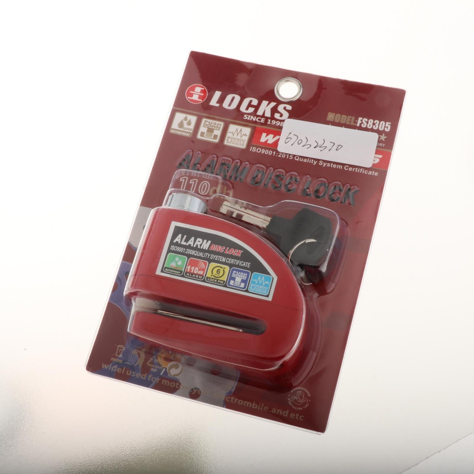 Motorcycle Disc Lock Waterproof for Scooter Cycling Theft Protection Red