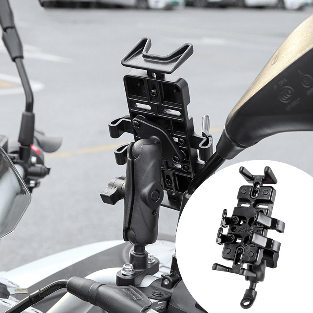 Motorcycle Bike Phone Mount GPS Bracket for 3.5"-7" Phones Black Side Mirror