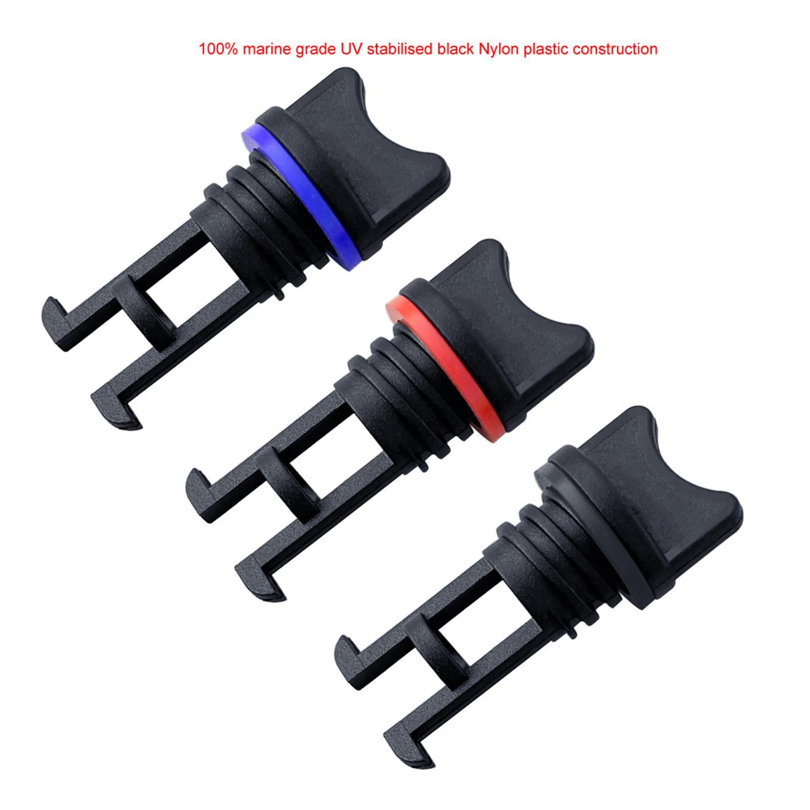 3x19mm Marine Boat Drain Bung Plugs Standard Thread for Canoe Black seal