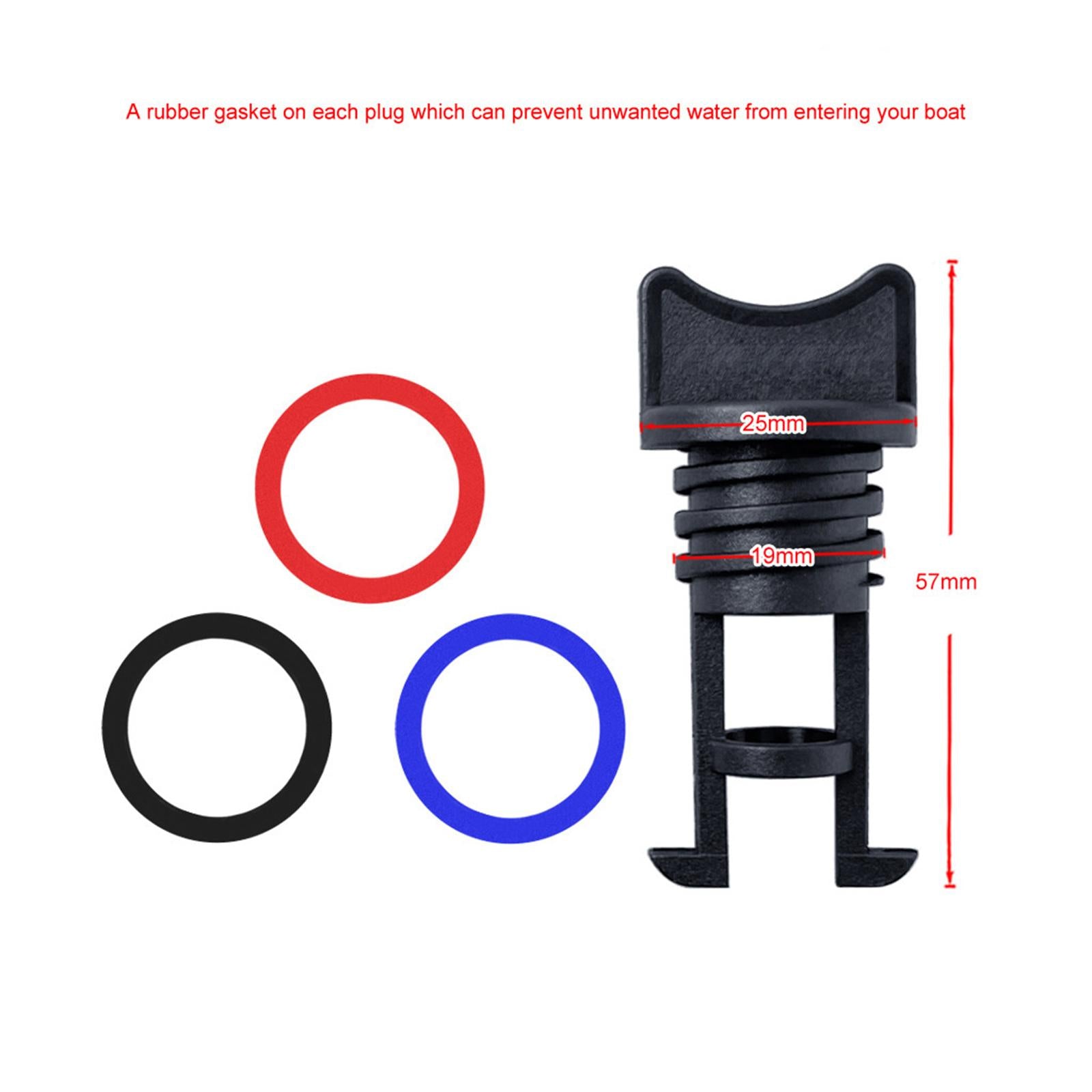 3x19mm Marine Boat Drain Bung Plugs Standard Thread for Canoe Black seal