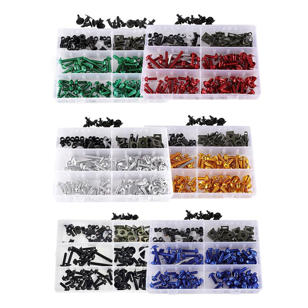 173x Universal Motorcycle Fairing Bolt Kit for BMW Nuts Washers Black