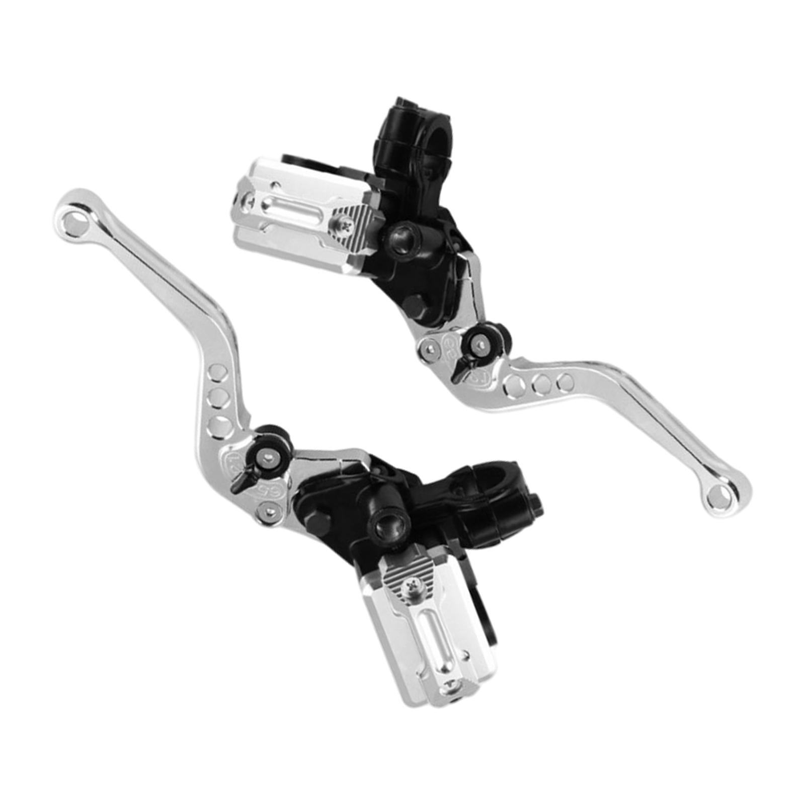 2x Motorcycle Brake Clutch Master Cylinder Reservoir Levers 7/8" 22mm silver