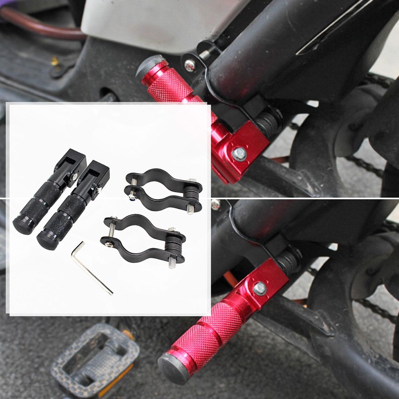 Universal Foot Pegs Folded Non-Slip Cycling Dirt Bikes with Brackets Black