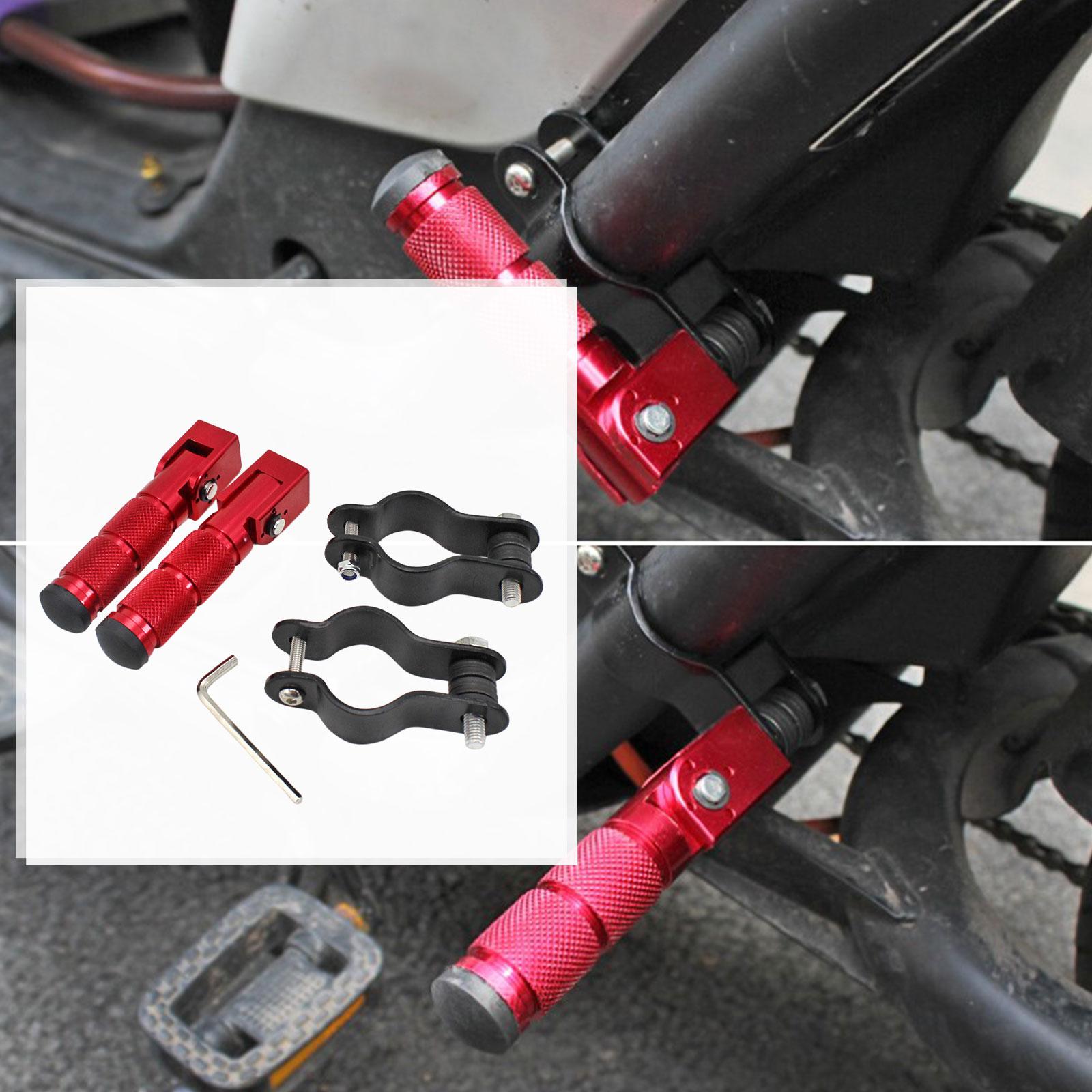 Universal Foot Pegs Folded Non-Slip Cycling Dirt Bikes with Brackets Red