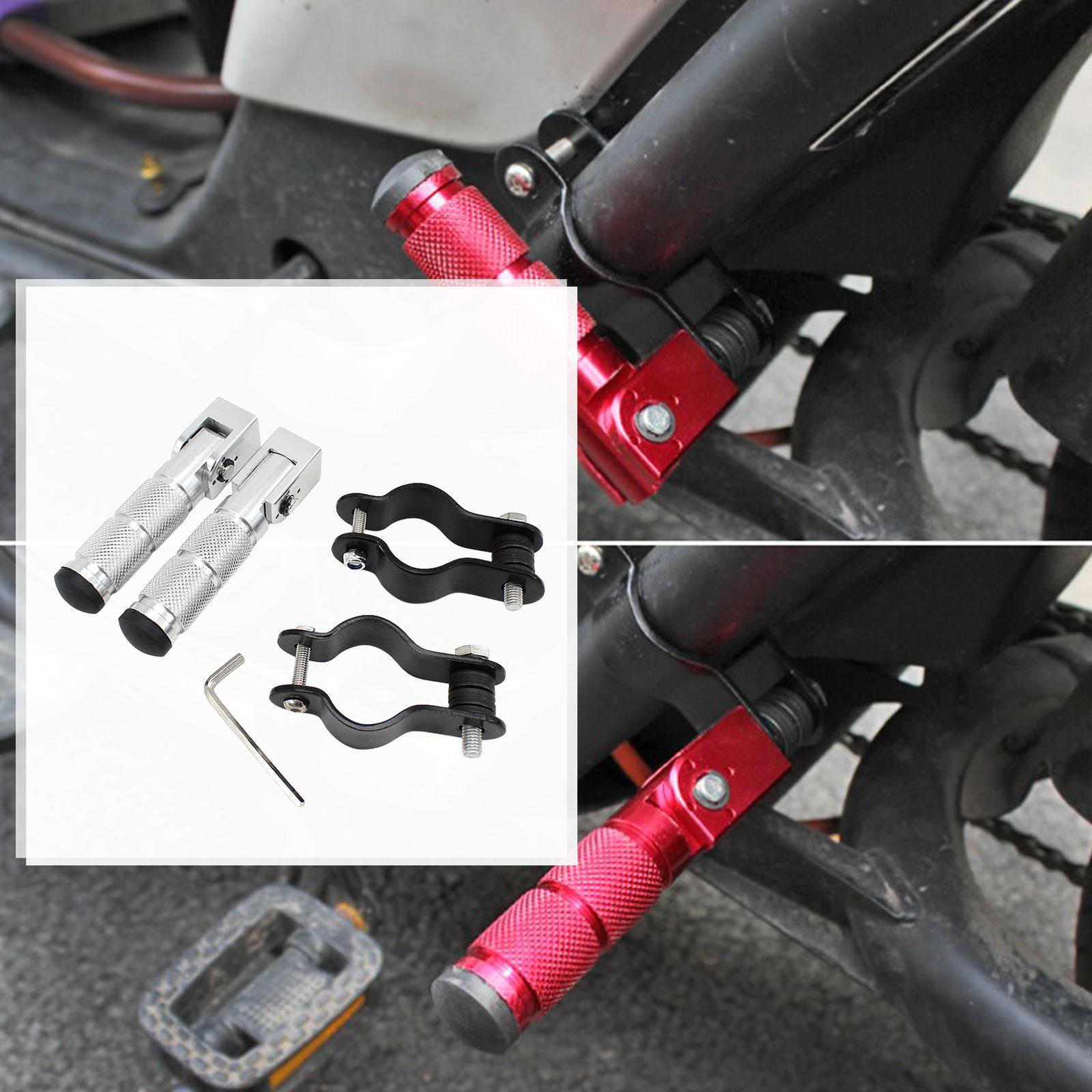 Universal Foot Pegs Folded Non-Slip Cycling Dirt Bikes with Brackets Silver