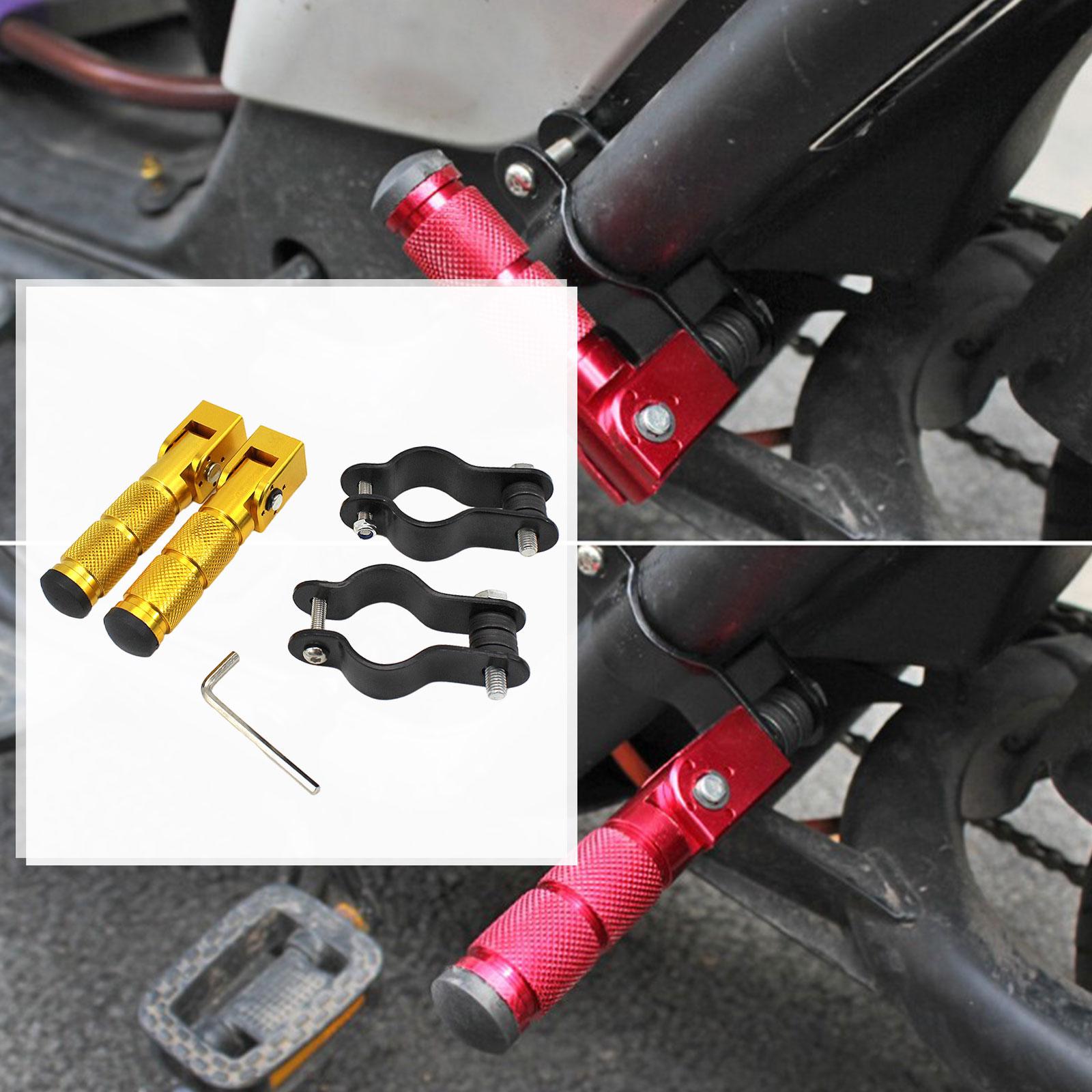 Universal Foot Pegs Folded Non-Slip Cycling Dirt Bikes with Brackets Gold