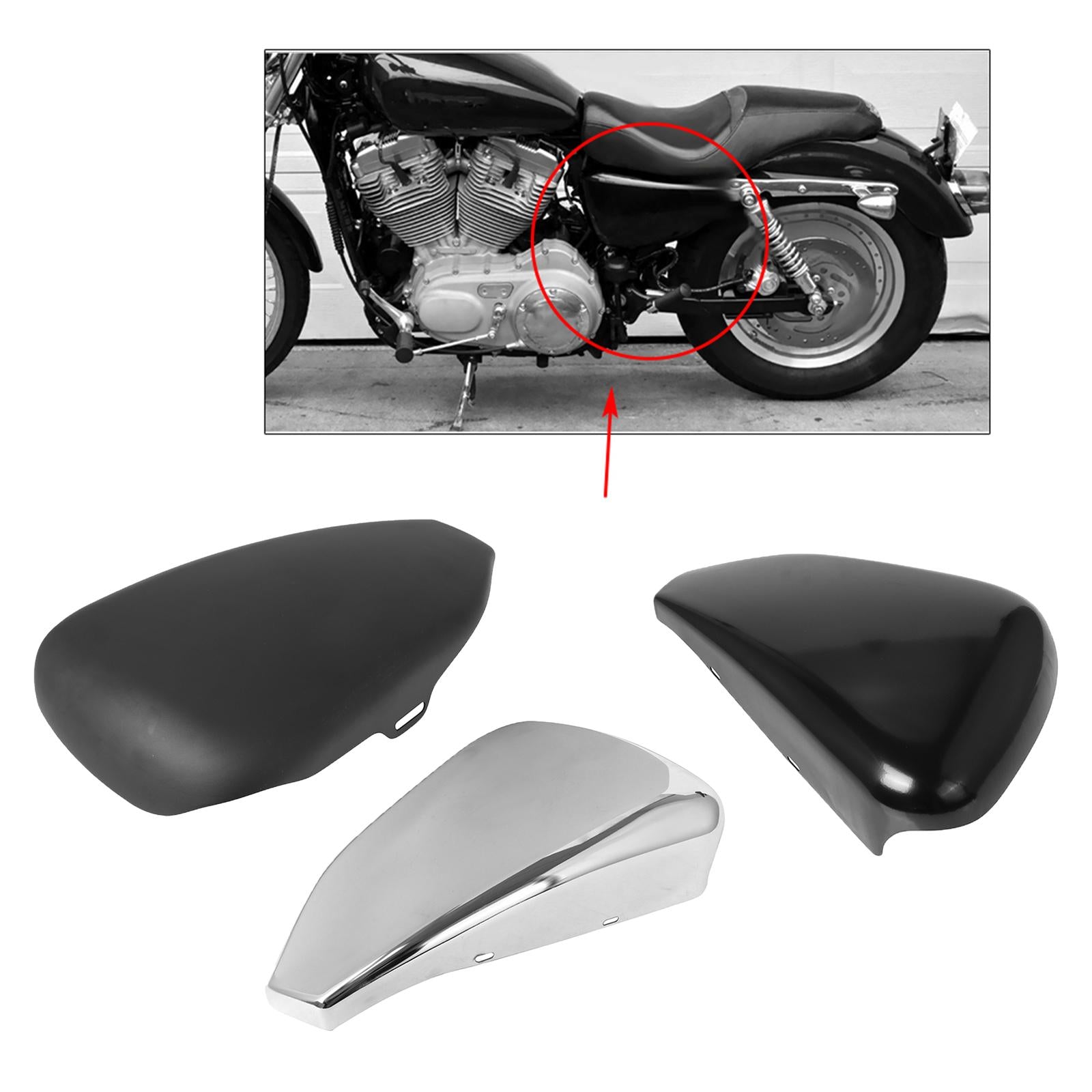 Motorbike Battery Cover Left Side for Davidson Sportster XL1200 silver