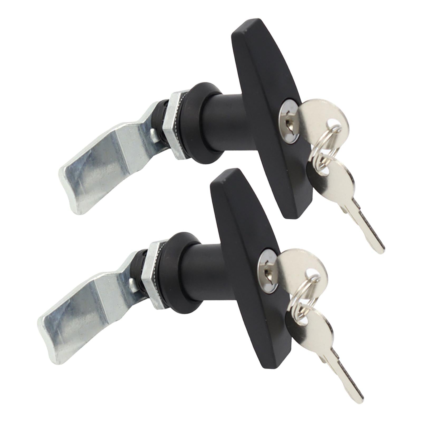 T-Shape Handle Lock with Keys Zinc Alloy Caravan Canopy Locks  2Pcs Black