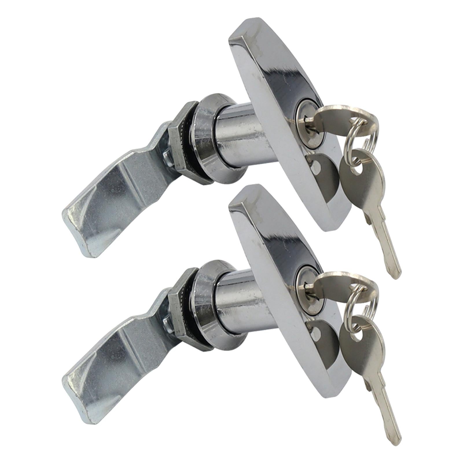 T-Shape Handle Lock with Keys Zinc Alloy Caravan Canopy Locks  2Pcs Silver