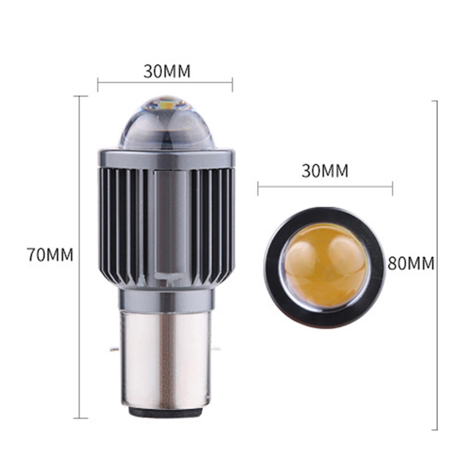 2xLED Headlight Bulbs with Lens Waterproof DC 12-80V 1080LM BA20D White