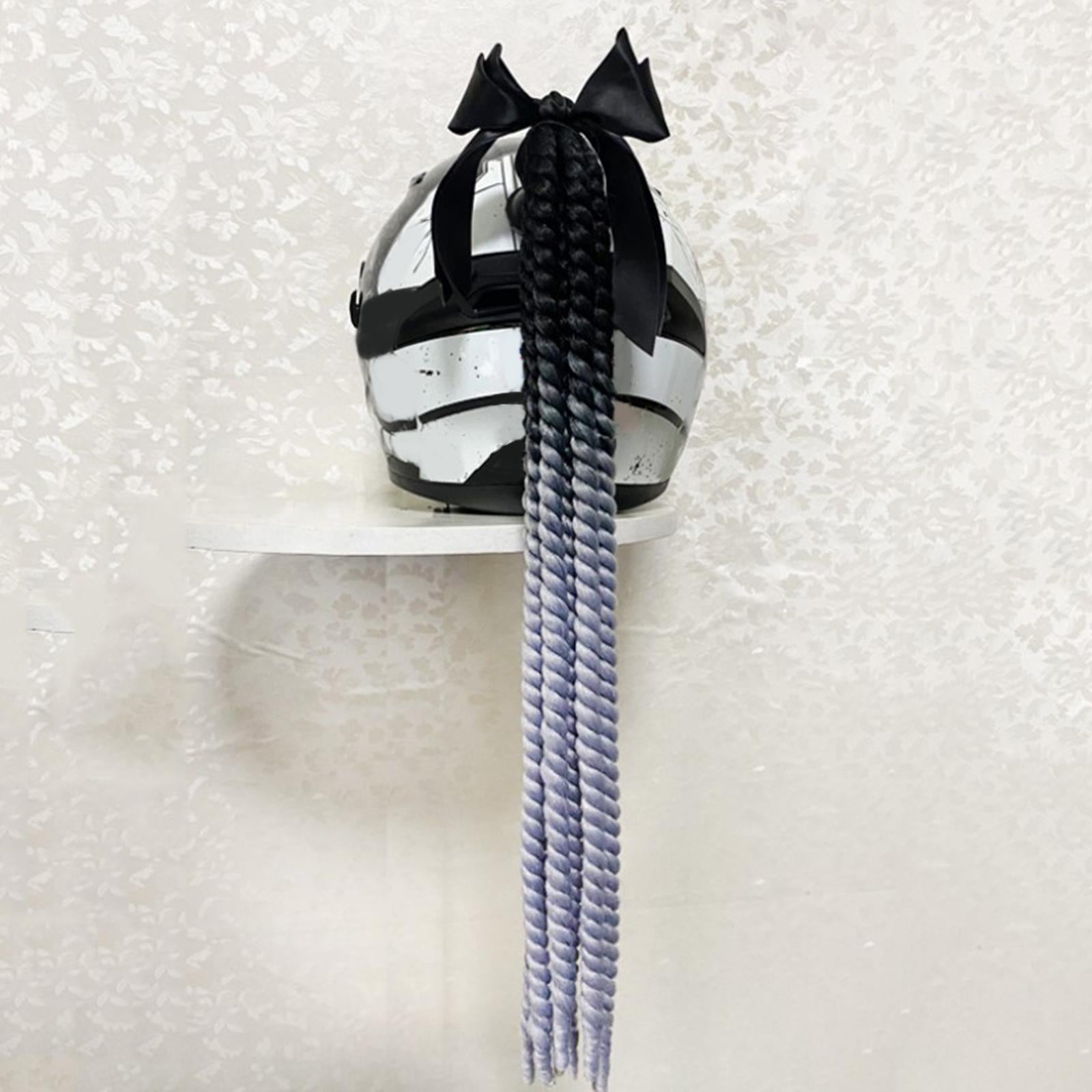 Helmet Braids Ponytail with Bowknot Decoration Dreadlocks black gray