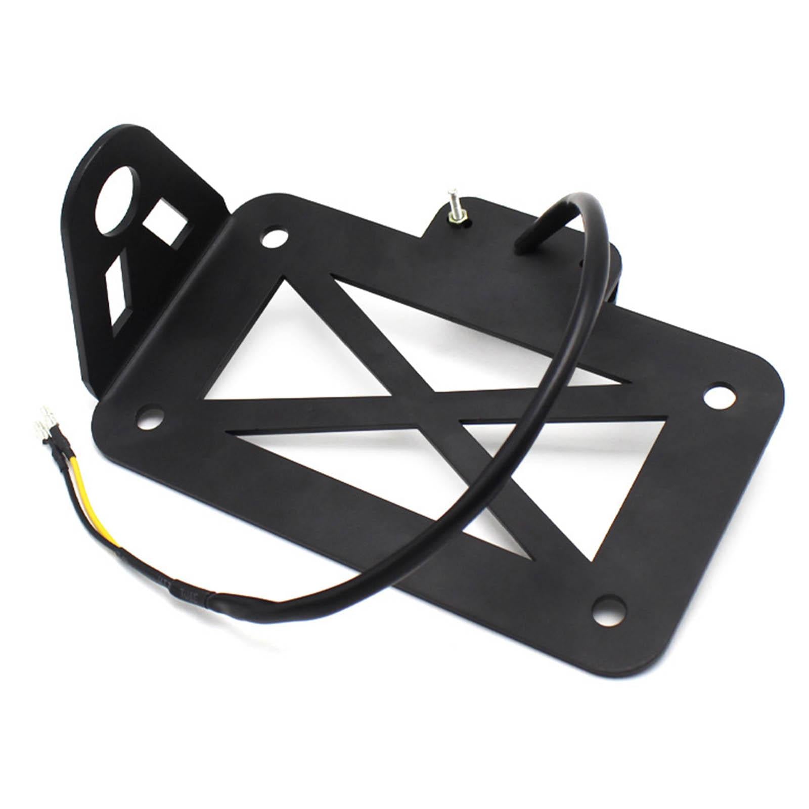 Universal Motorcycle Black License Plate LED Light Frame Holder For Harley