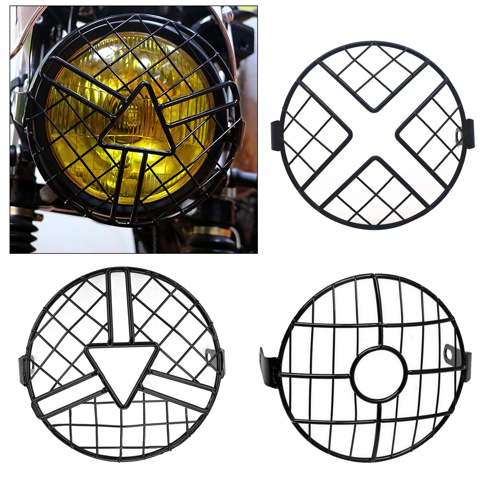 6.5 inch Motorcycle Headlight Grill Guard for Cafe Racer  X Mesh