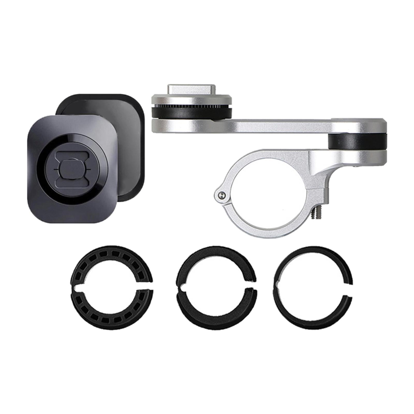 CNC Motorcycle Bike Phone Handlebar Mount Universal Mount Base Silver