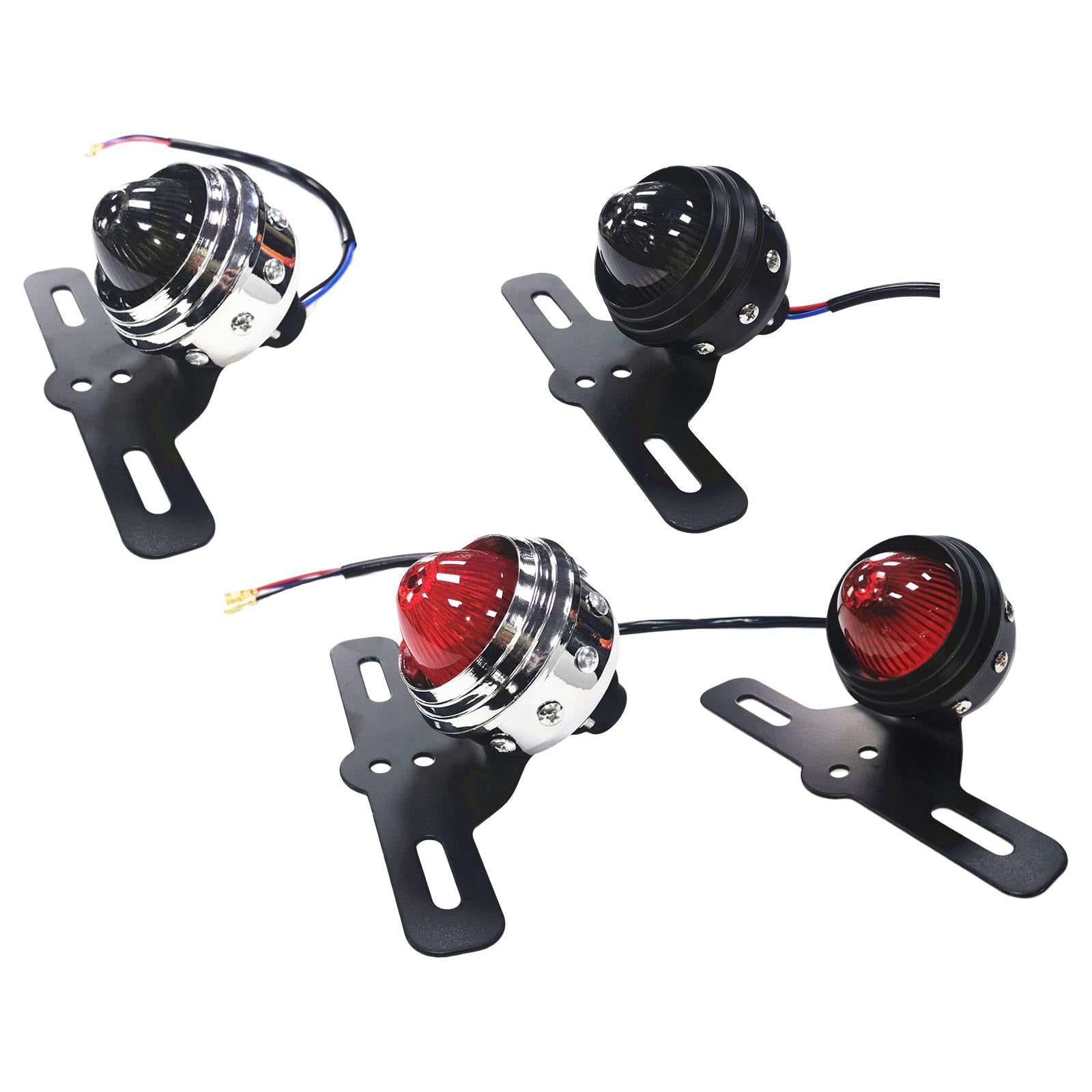 Motorcycle LED Tail Brake Light with License Plate Holder Red+Black Shell