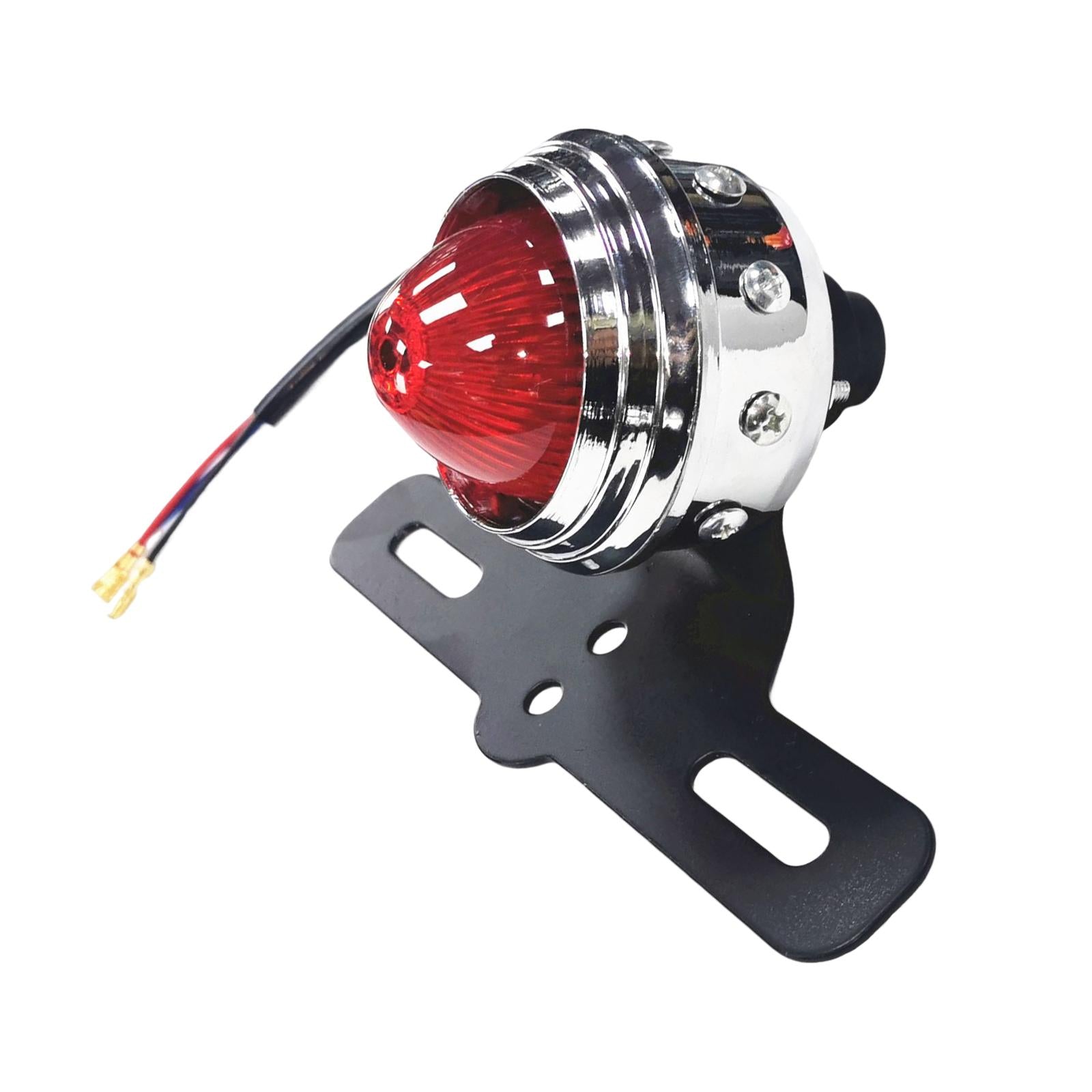 Motorcycle LED Tail Brake Light with License Plate Holder Red+Silver Shell