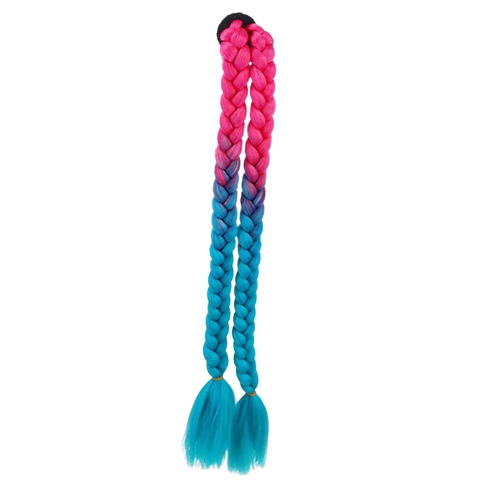 Motorcycle Helmet Braids Ponytail Double Braids Hair Plait Fit for Bicycle Pink  Blue 