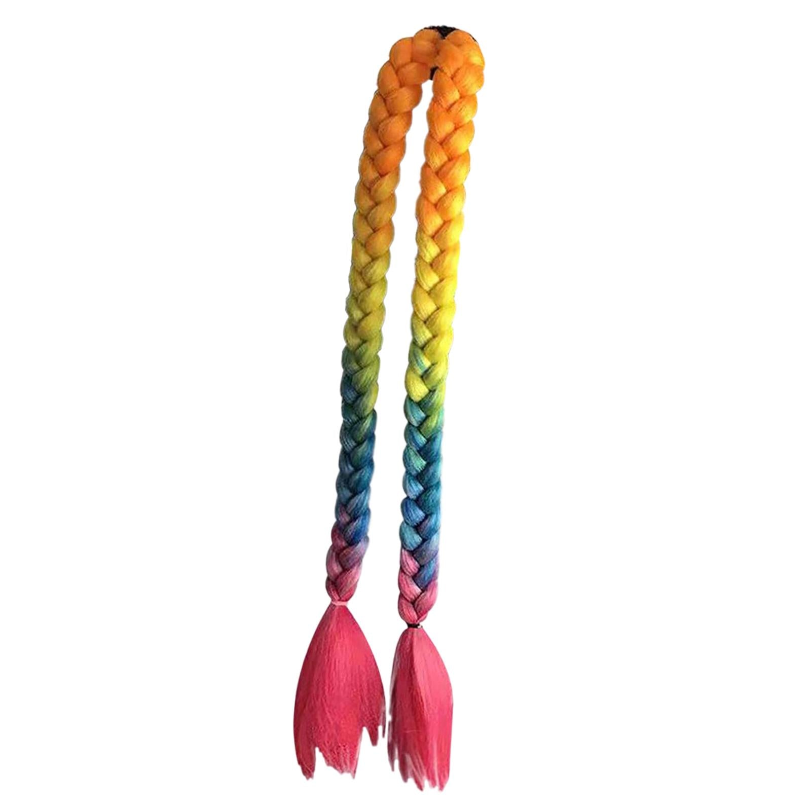 Motorcycle Helmet Braids Ponytail Double Braids Hair Plait Fit for Bicycle Colorful