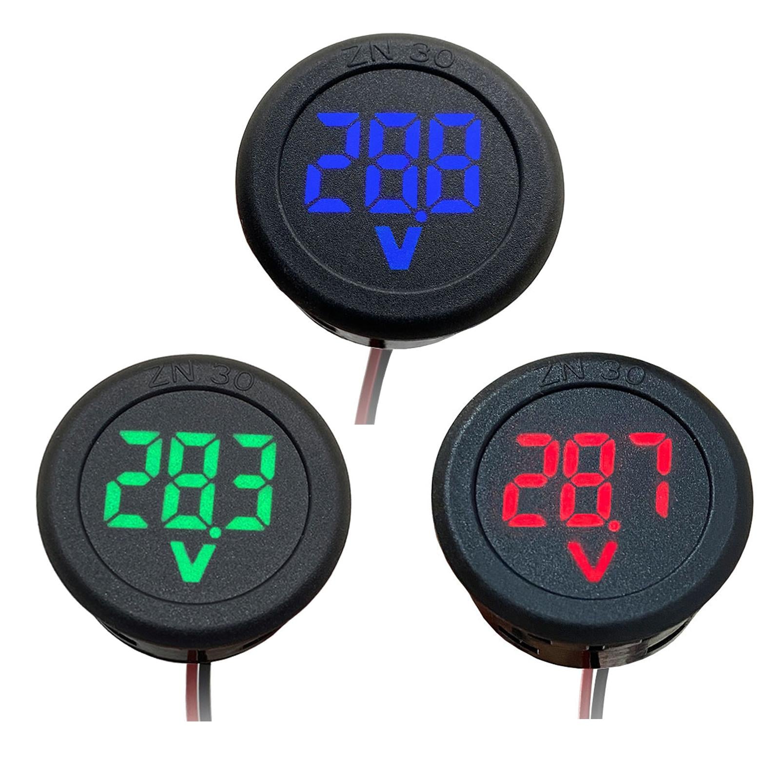 Round Two Wire Car Voltmeter DC 4-100V Fit for Caravan Motorcycle Marine Red