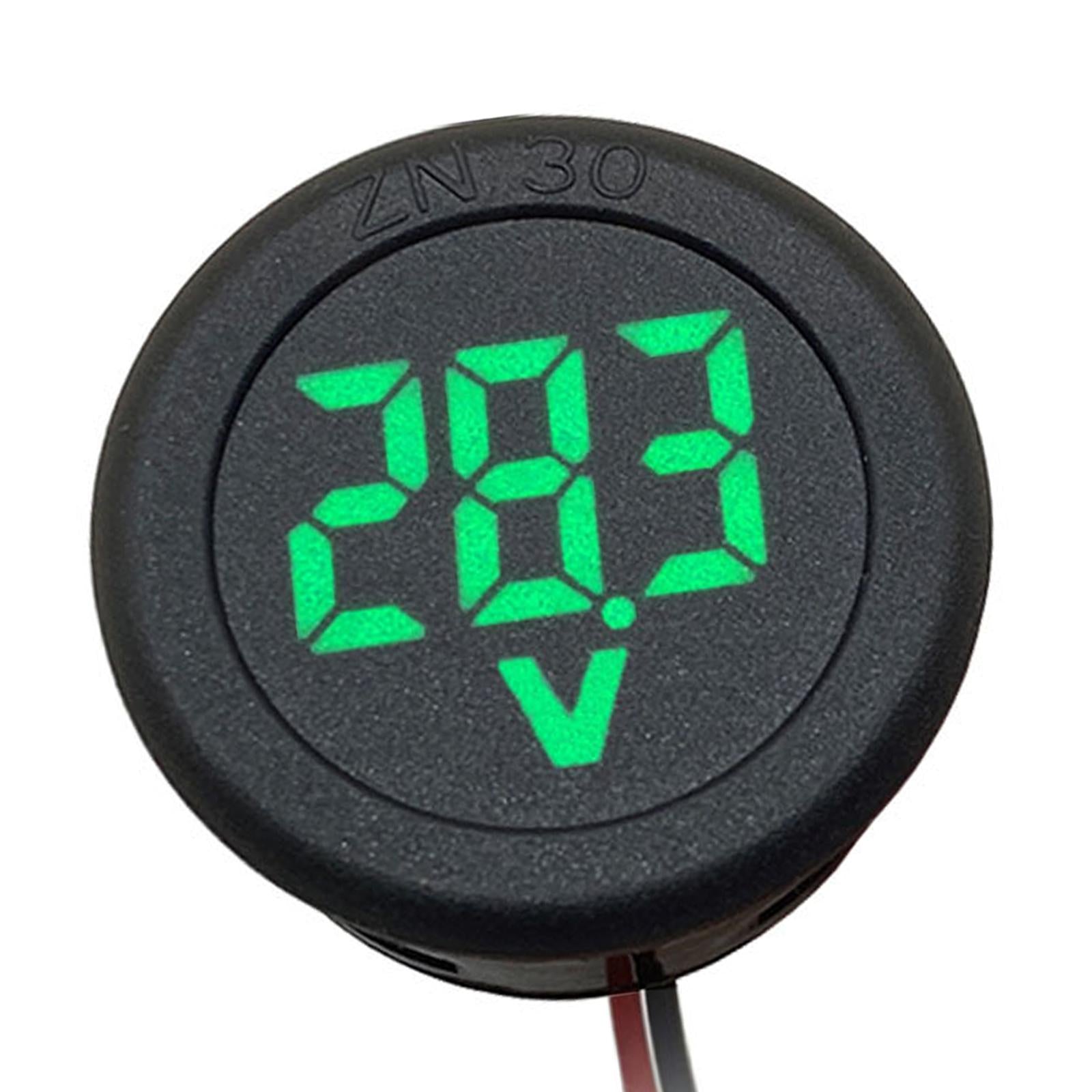 Round Two Wire Car Voltmeter DC 4-100V Fit for Caravan Motorcycle Marine Green