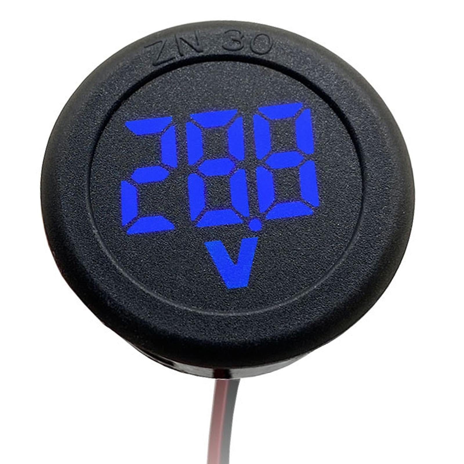 Round Two Wire Car Voltmeter DC 4-100V Fit for Caravan Motorcycle Marine Blue
