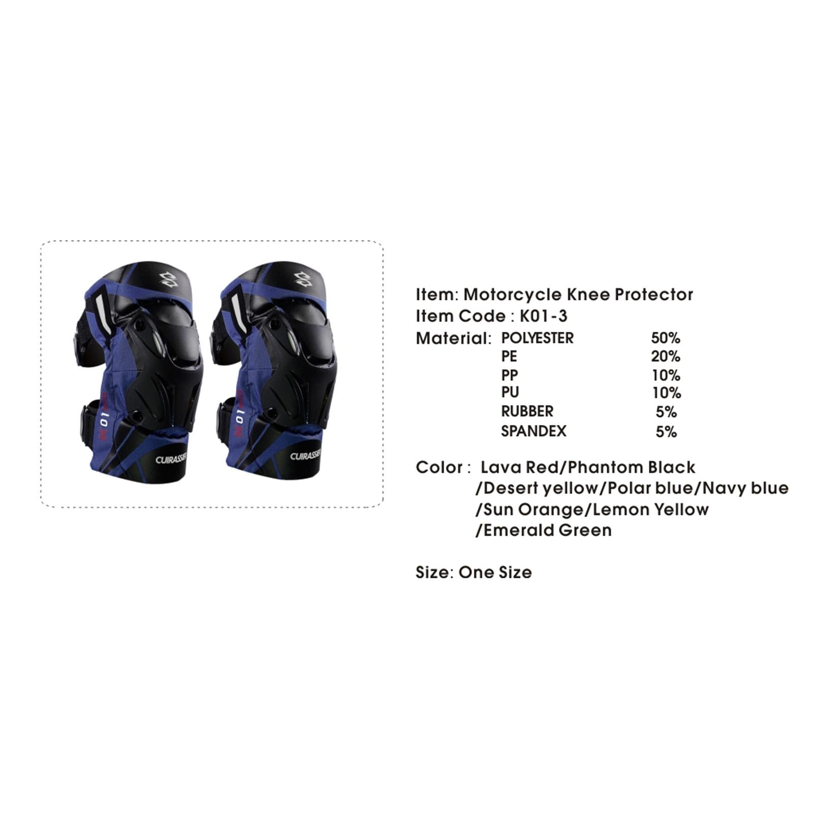 2x Motorcycle Knee Pads K01-3 for Motocross Racing Reflective Dark Blue