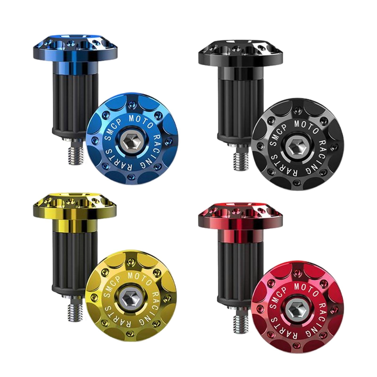 3x2Pcs Motorcycle Handle Bar End Grips Plug Caps CNC Aluminum Alloy  Gold