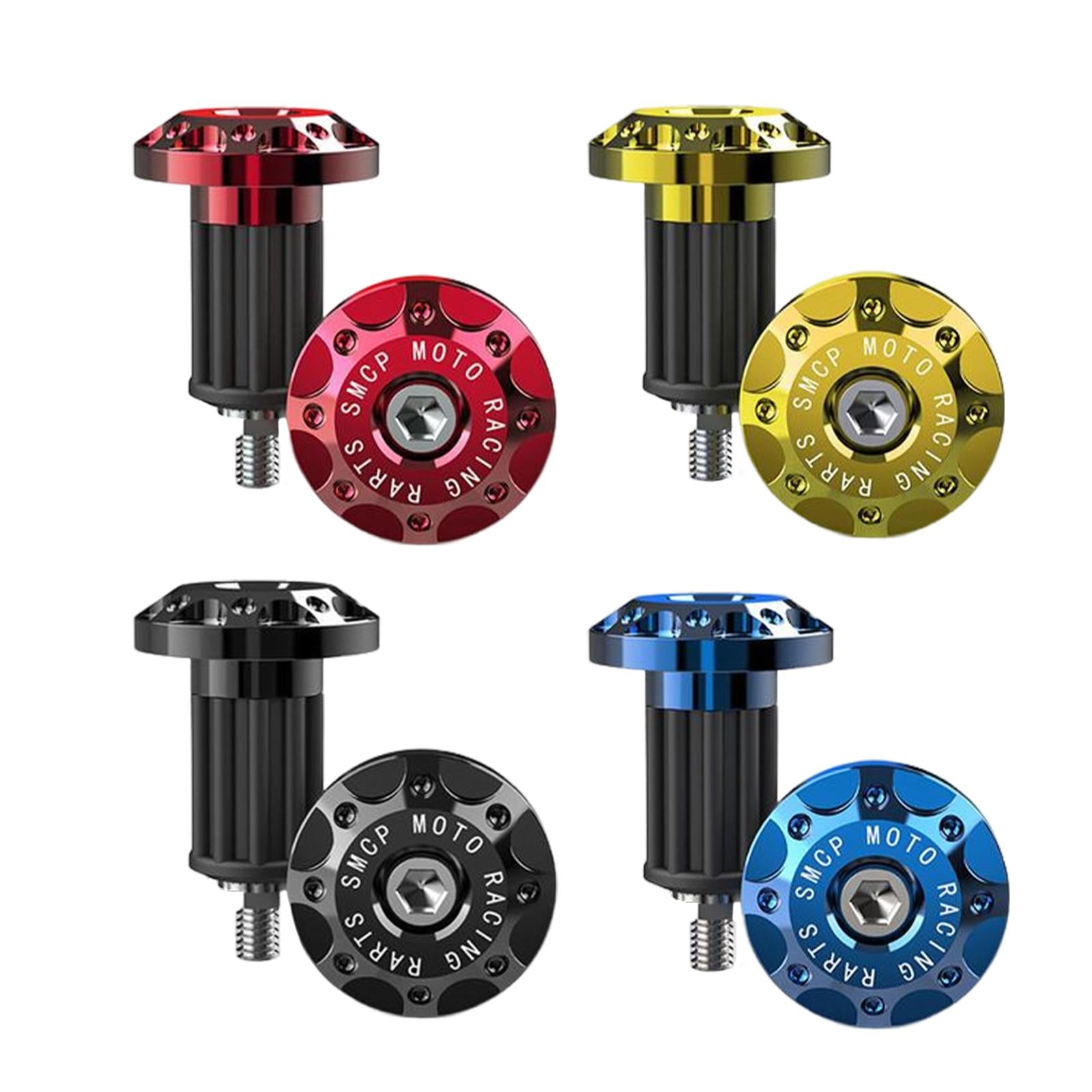 3x2Pcs Motorcycle Handle Bar End Grips Plug Caps CNC Aluminum Alloy  Gold