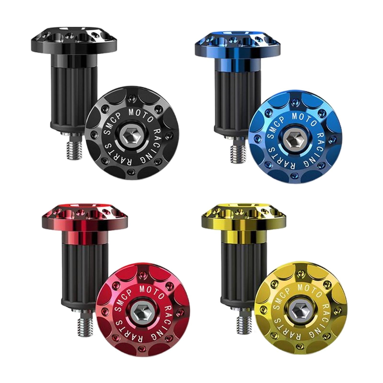 2Pcs Motorcycle Handle Bar End Grips Plug Caps CNC Aluminum Alloy  Gold