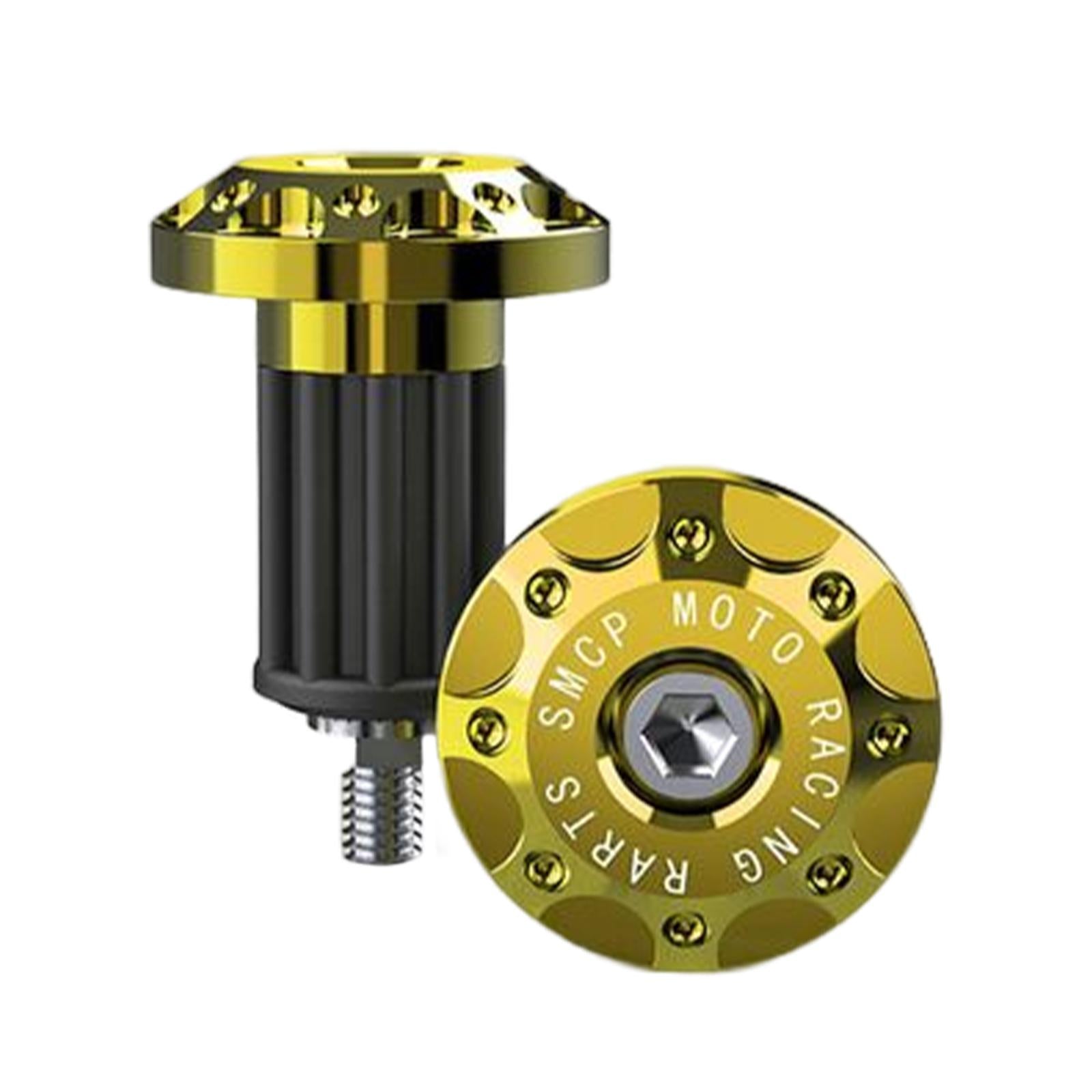 2Pcs Motorcycle Handle Bar End Grips Plug Caps CNC Aluminum Alloy  Gold