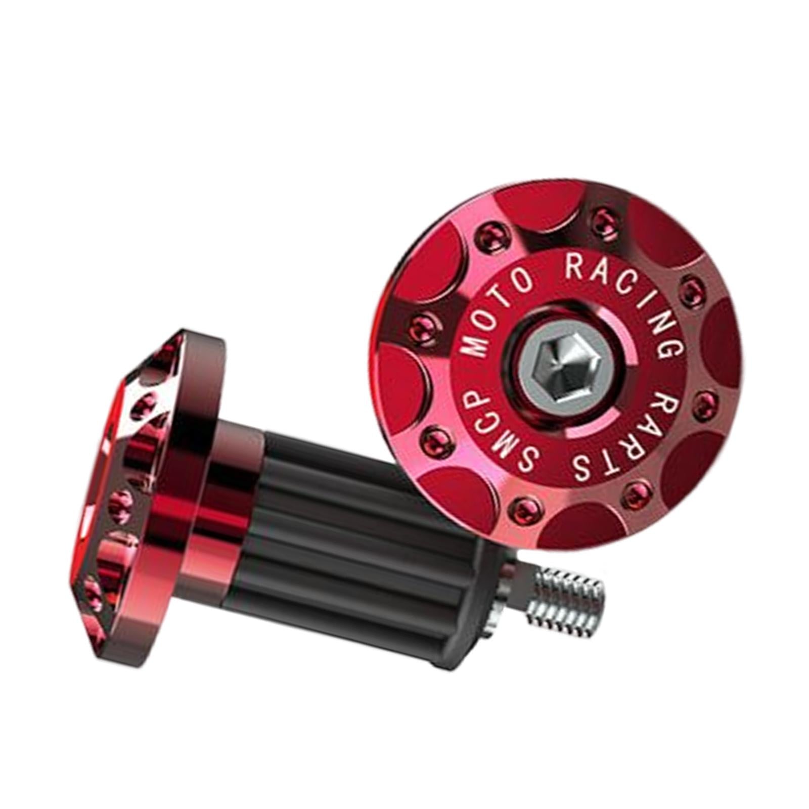 6x2Pcs Motorcycle Handle Bar End Grips Plug Caps CNC Aluminum Alloy  Red